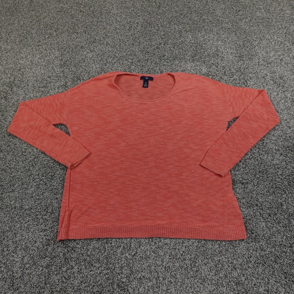 Gap Sweater Womens S Orange Flecked Heather Slub Knit Pullover Crewneck Preppy